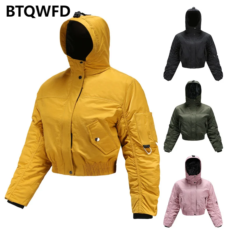 Jackets Female Clothing Ladies Parkas Woman Autumn Winter Long Sleeve Coats 2022 New Hooded Windproof Fashion Zipper Solid Color