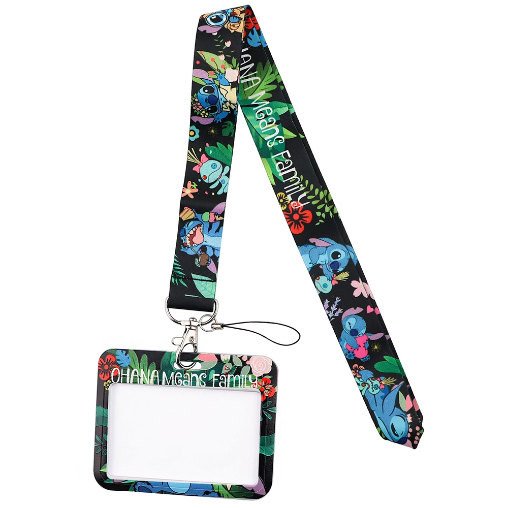 Stitch Mickey Lanyard For Keys Chain Horizontal style ID Credit Card Cover Pass Mobile Phone Charm Badge Holder Gift for kids |