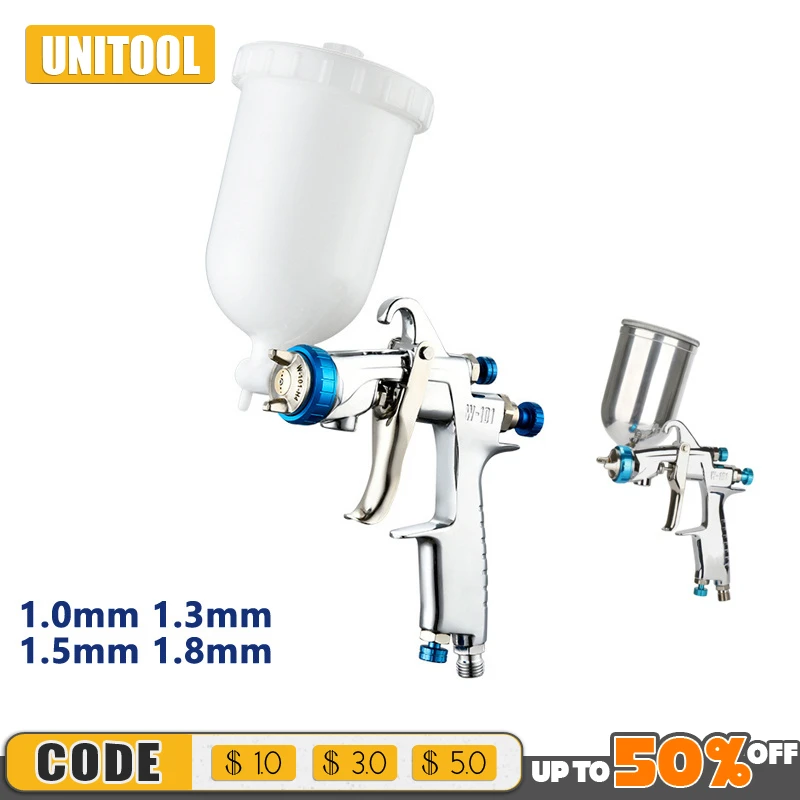 1,3/1,8 мм W101 высокое качество HVLP гравитационный распылитель аутентичный распылитель 400CC пластиковый горшок металлическая чашка пневматическая краска Аэрограф инструмент