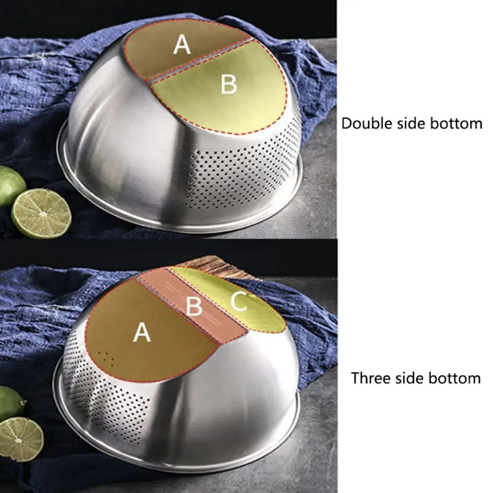 Миска для мытья риса из нержавеющей стали с наклонной стороной нержавеющая