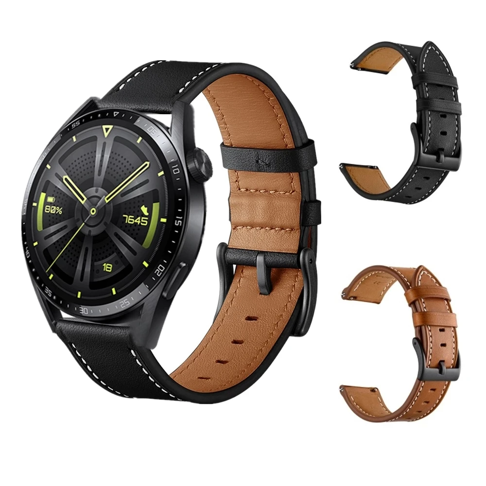 

Ремешок из натуральной кожи для HUAWEI Watch GT Runner GT3 42 мм 46 мм GT2 Pro, браслет для смарт-часов Honor Watch GS 3 Magic2