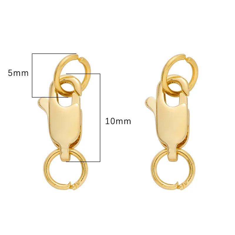 Copper 14K/18K Gold Plated Lobster Clasp Connectors Open Jump Rings For Bracelets Jewelry Making Hooks Accessories Supplies DIY