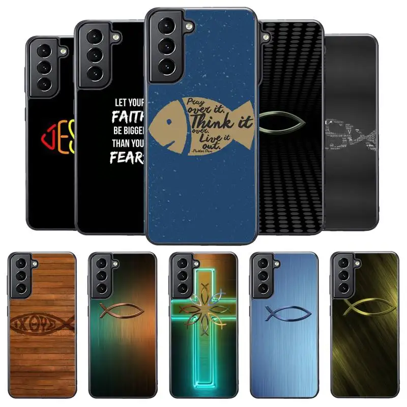 

Чехол для телефона с изображением христианского Иисуса рыбы для Samsung S8 S9 S10 S20 plus 5G lite note 20 ultra PC nax fundas cover