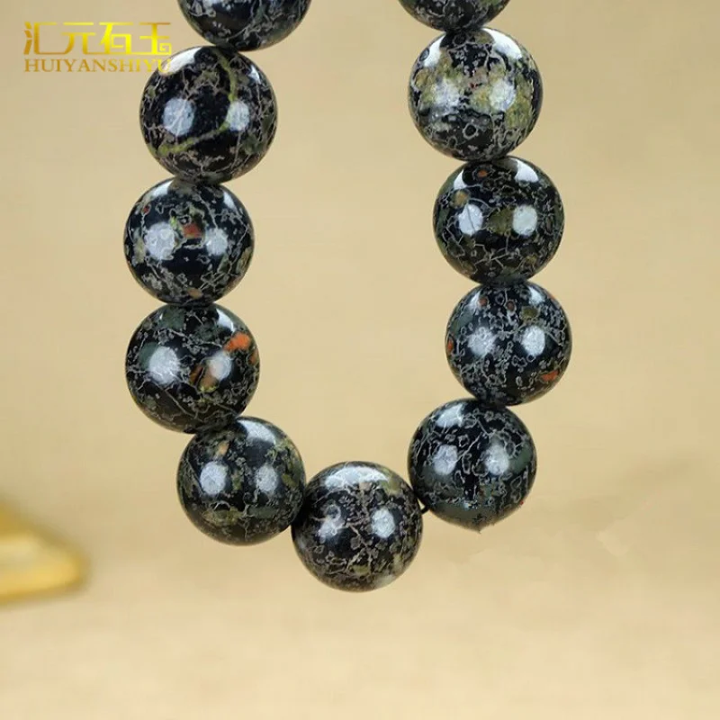 Фото Натуральный браслет Ruyang Plum Blossom старого типа Anshan Rock Jade унисекс с круглыми бусинами №2
