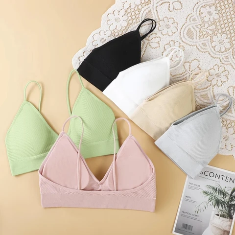 Triangle Shockproof Bralette Female Fitness Bra Elastic Cup Seamless Beauty Back Push Underwear Women Deep Up Neck Thicken