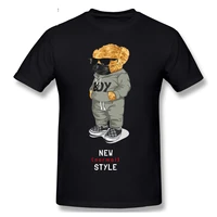 spring and summer new style soft personality tshirt cartoon wear mask teddy bear t shirts letter printing base loose t shirt