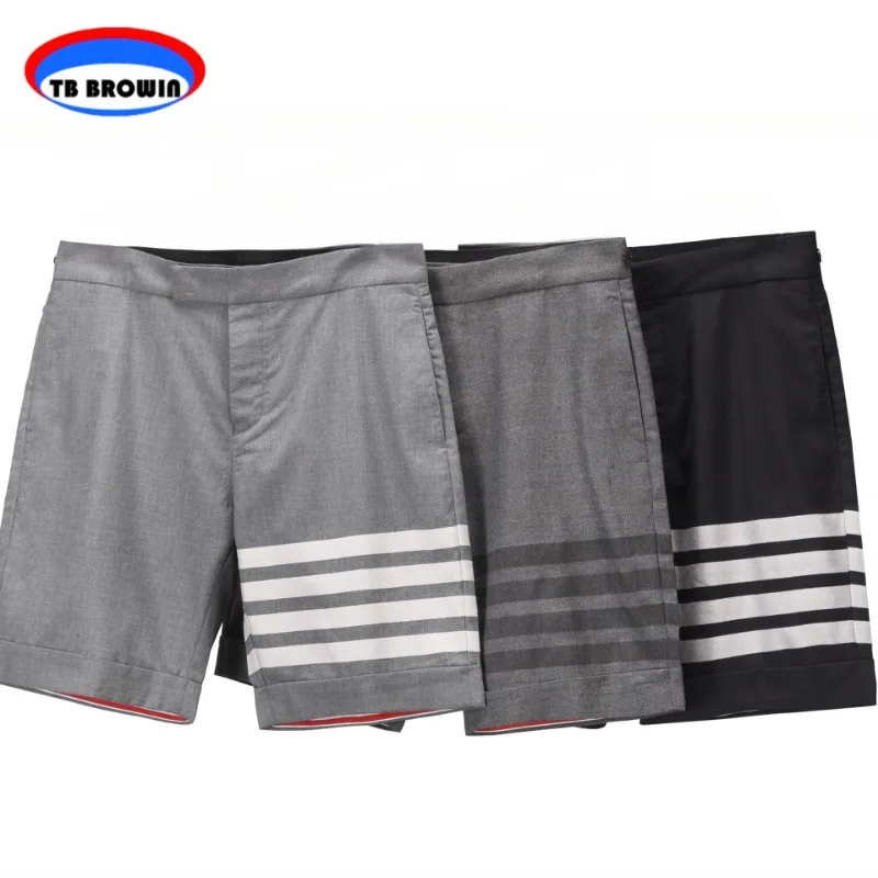

TB BROWIN Thom Men's Shorts Summer Fashion Four Bar Stripe Korean Pants Casual Button Placket Pure Cotton Suit Pant Men Clothing