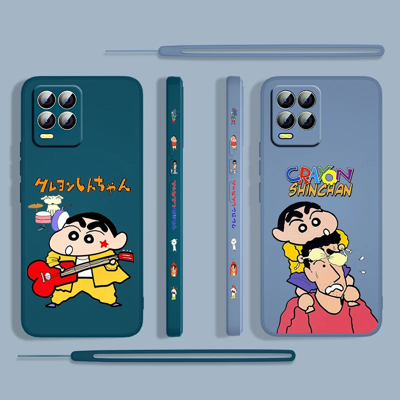 

Cartoon Boy Crayon Shin-chan For OPPO Realme 50i 50A 9i 8 6 Pro Find X3 Lite GT Master A9 2020 Liquid Left Rope Phone Case Capa