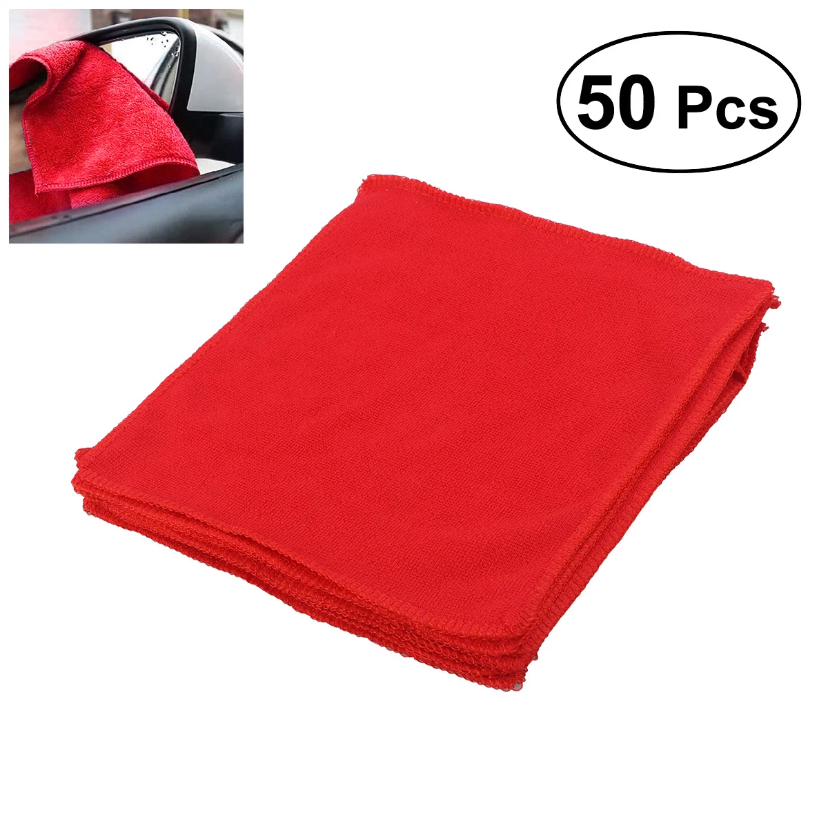 

50pcs Disposable Car Cleaning Towels 30x30cm Microfiber Auto Car Washcloth Drying Cloth (Red) Goods