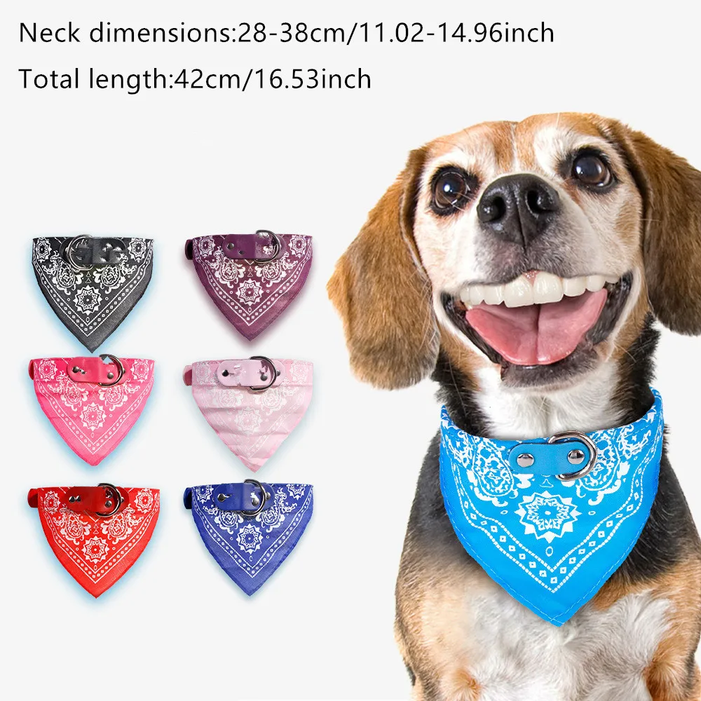

Adjustable Pet Puppy Cat Scarf Bandana Collar Neck Scarf for Small Dogs Kitten Saliva Towel PU Collar with Triangular Bandage