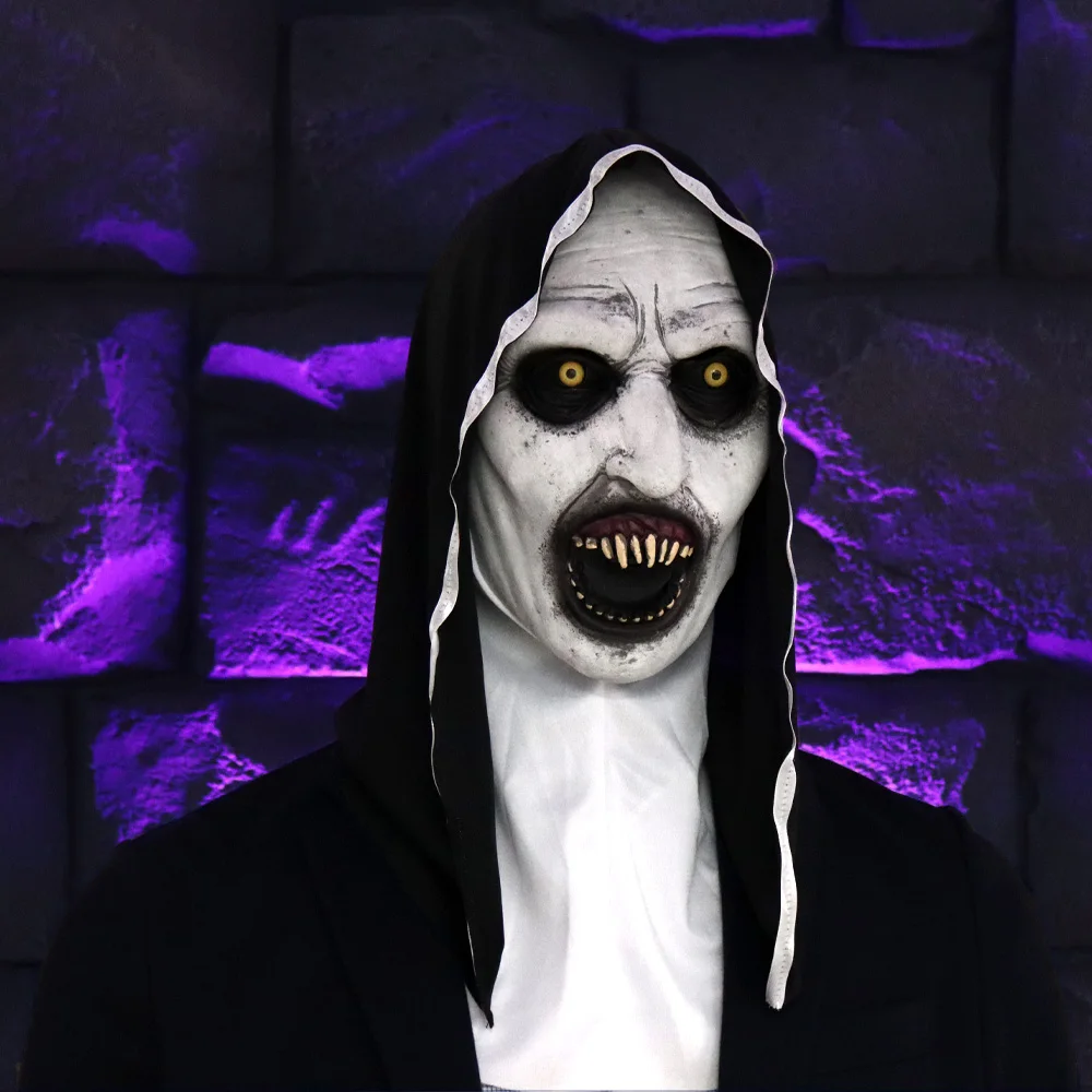 Страшная маска монахини головной убор косплей жуткие латексные маски