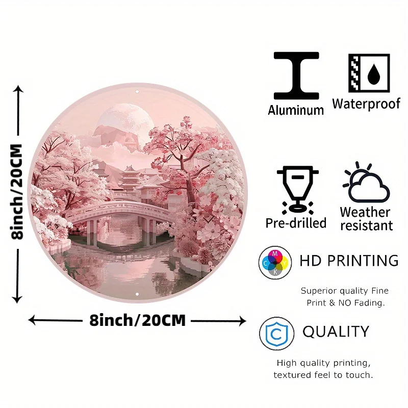 Круглая алюминиевая настенная вывеска в японском стиле устойчивая к УФ и
