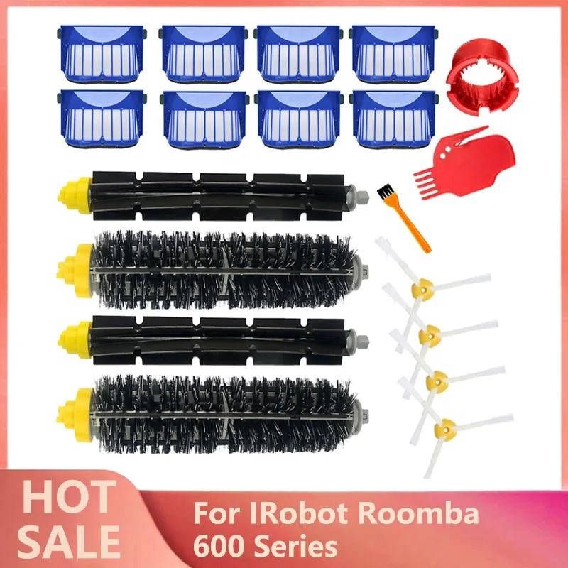 

Набор запасных частей для iRobot Roomba 600, серия 610, 620, 625, 630, 650, 660, щетка с щетиной для вакуумного измельчения + аэрофильтр с переменным током + боковая щетка