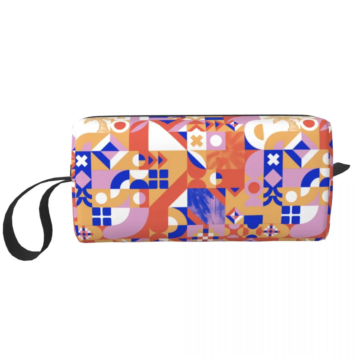 

Bauhaus Color Block Geometric Line Modern Travel Cosmetic Bag Women Minimalist Makeup Toiletry Organizer Lady Storage Dopp Kit