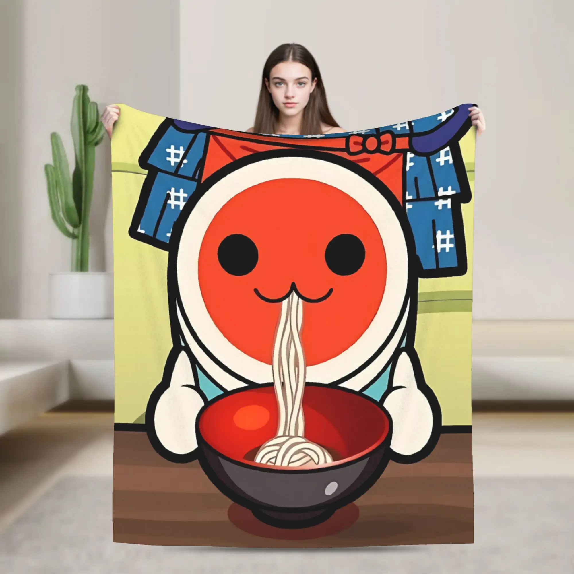 Фото Одеяло Taiko no Tatsujin: высококачественное, супертеплое, декоративное покрывало для спальни, осенний декор, оригинальное покрывало.