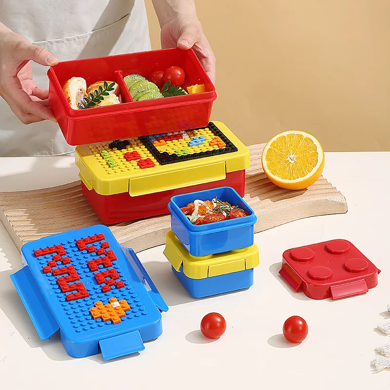 

Portable DIY Lunch Box Building Blocks Splicing Salad Fruit Children's Student Lunch Box for Kids Food Storage Containers