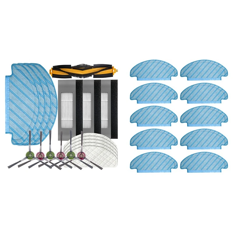 

2 Set Vacuum Cleaner Parts: 1 Set Filter Brush Mop Cloth Set & 1 Set Mop Cloths