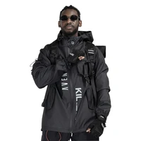 techwear streetwear black waterproof mens leather jacket