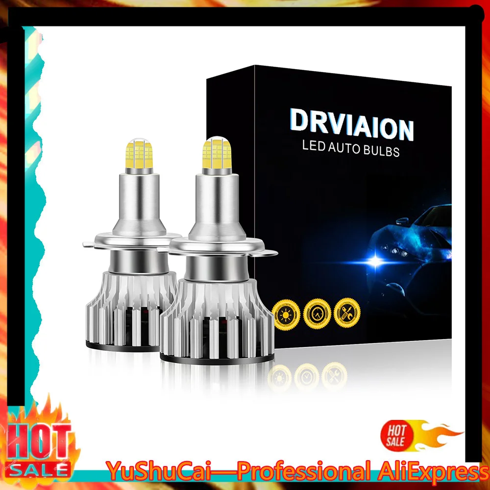 

2Pcs H7 EV6 LED Lamp DRVIAION 24 CSP Chips Car Headlight Bulbs LED 360 ° Precision Light Type 6500K 18000LM