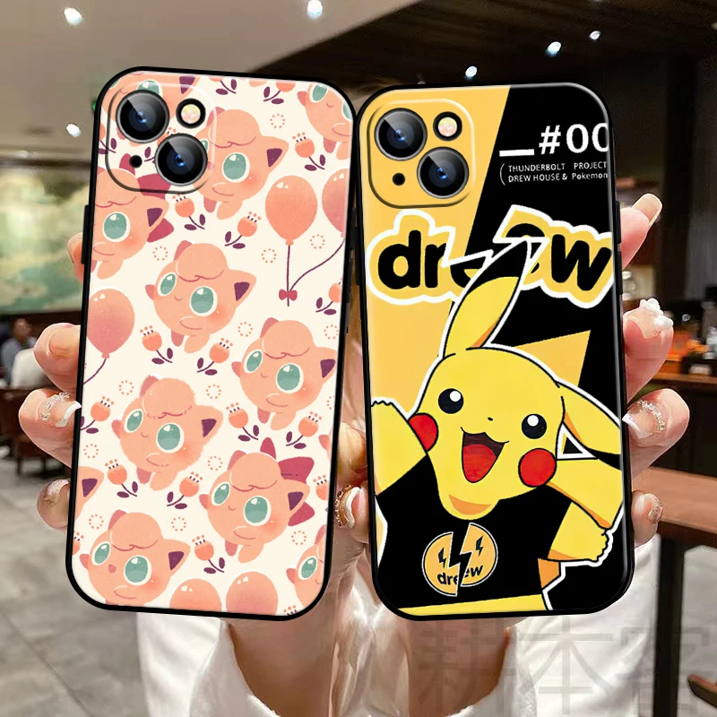 

Pokemon Pikachu Pokémon Phone Case For Funda iPhone 13 11 Pro Max 12 Mini X XR XS Max 6 6s 7 8 Plus SE 2020 Liquid Silicon