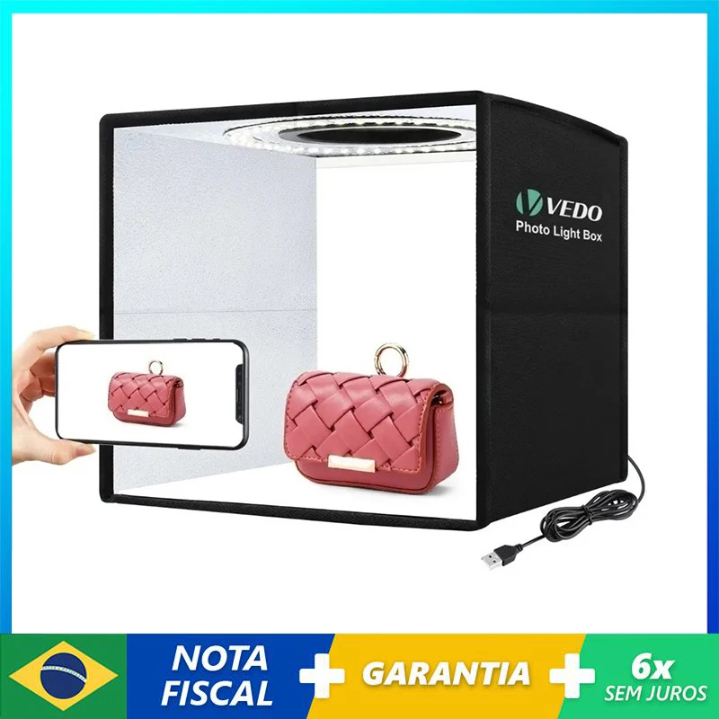 

VEDO Studio Box Photo Ring LED Light Photography Studio Shooting Tent Box Adjustable Brightness Lightbox With 12 Colors Backdrop