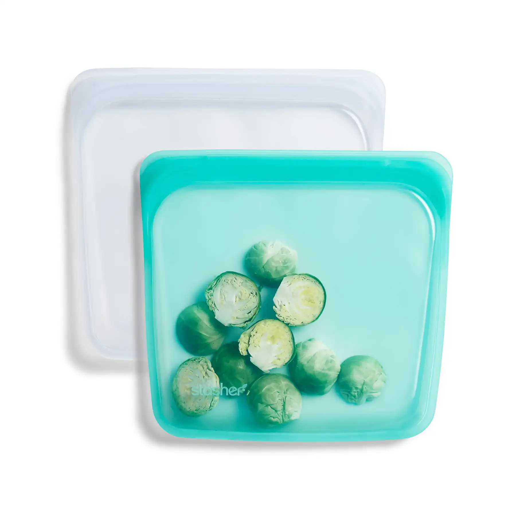 

Reusable Silicone Sandwich Bags, Aqua and Clear, 2 Pack