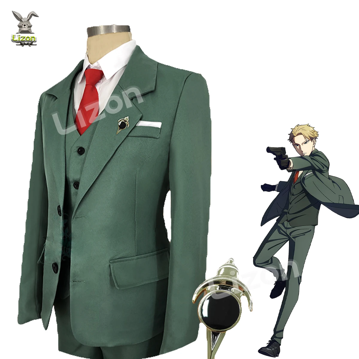 

SPY×FAMILY Twilight Loid Forger Cosplay Costume Light Green Suit Short Blond Wig Loid Hat Shirt Tie Men Clothes Halloween