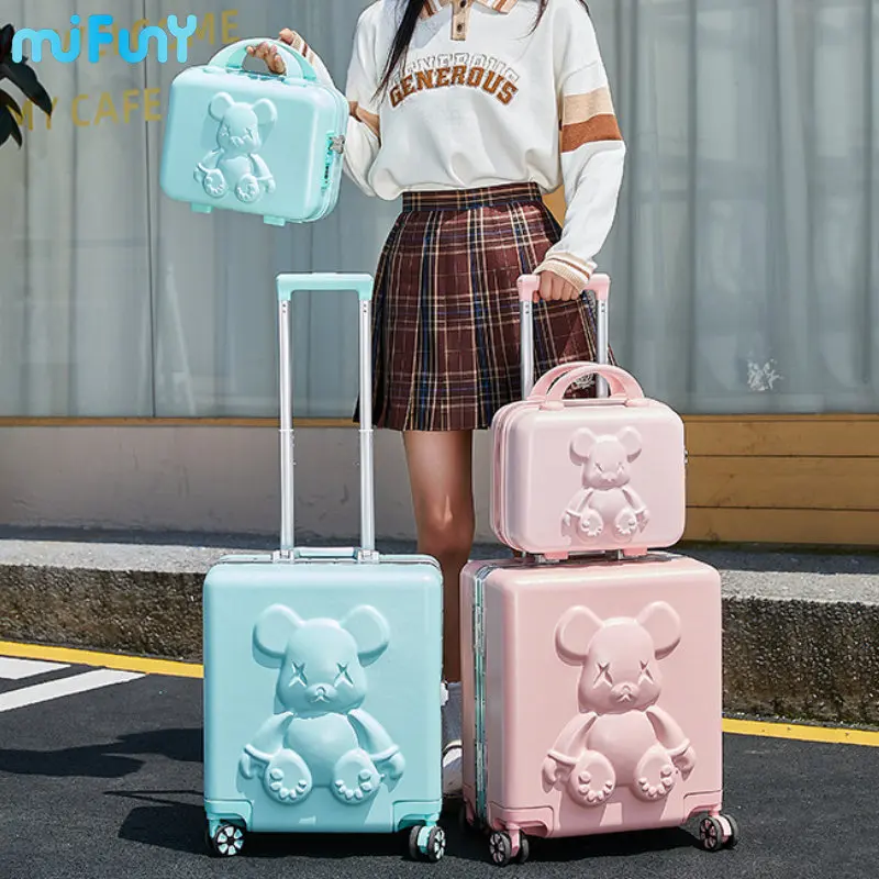 

Mifuny Mini Aluminum Frame Rolling Luggage Men Trolley Women Suitcase Set Carry-on Makeup Bag with Wheels Boarding Hand Luggage
