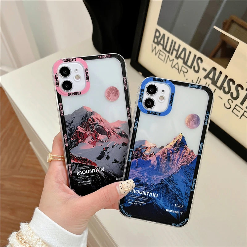 Модный чехол Snow Mountain Peak для iPhone 13 12 11 Pro Max XS XR X 7 8 Plus SE 2020 роскошный противоударный с