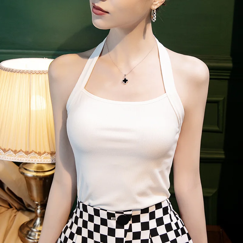 Майка женская хлопковая однотонная облегающий Повседневный укороченный топ без