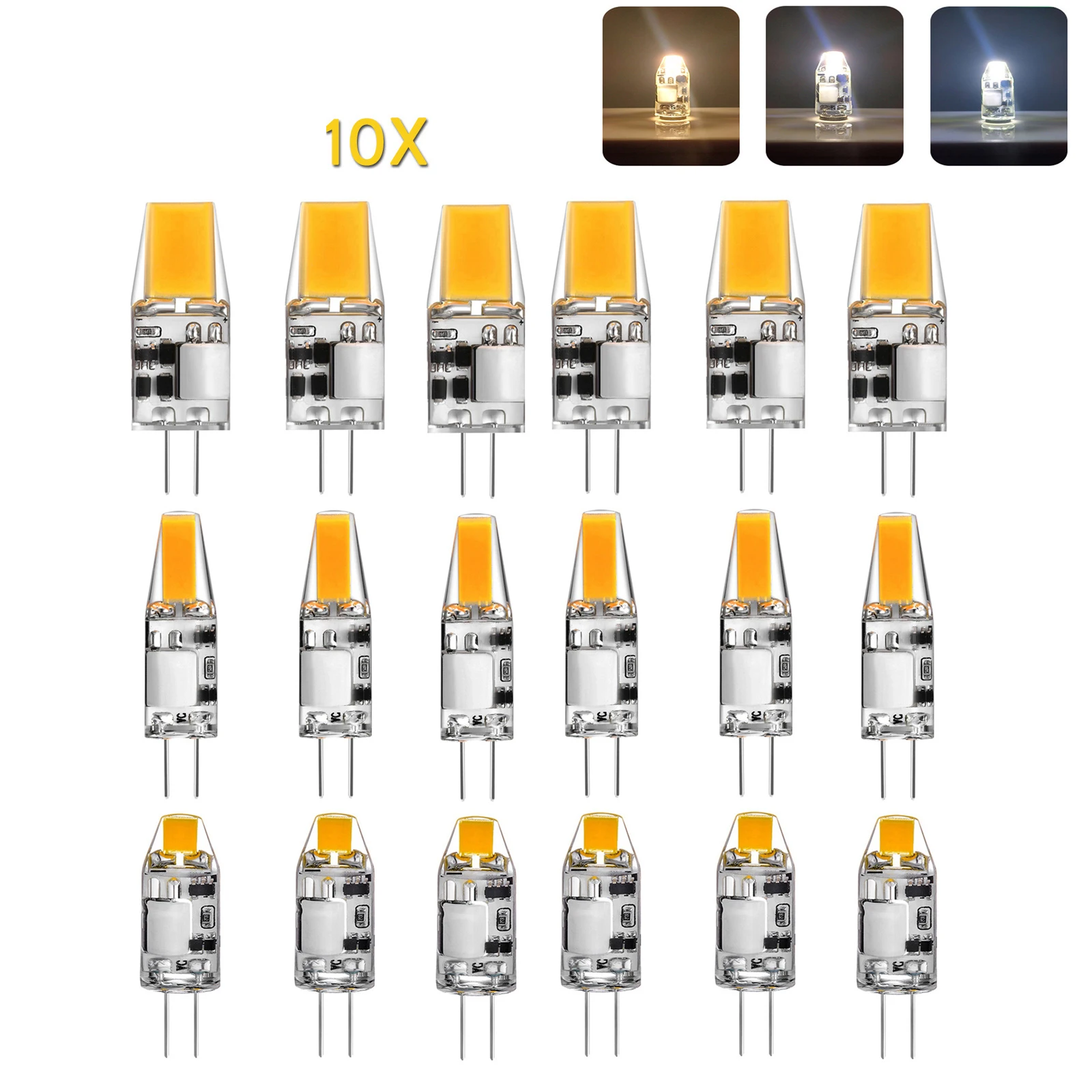 10X G4 Led Cob Силиконовая лампочка 2W 5W постоянный ток 12V крышка 3000K 4000K 6000K люстра