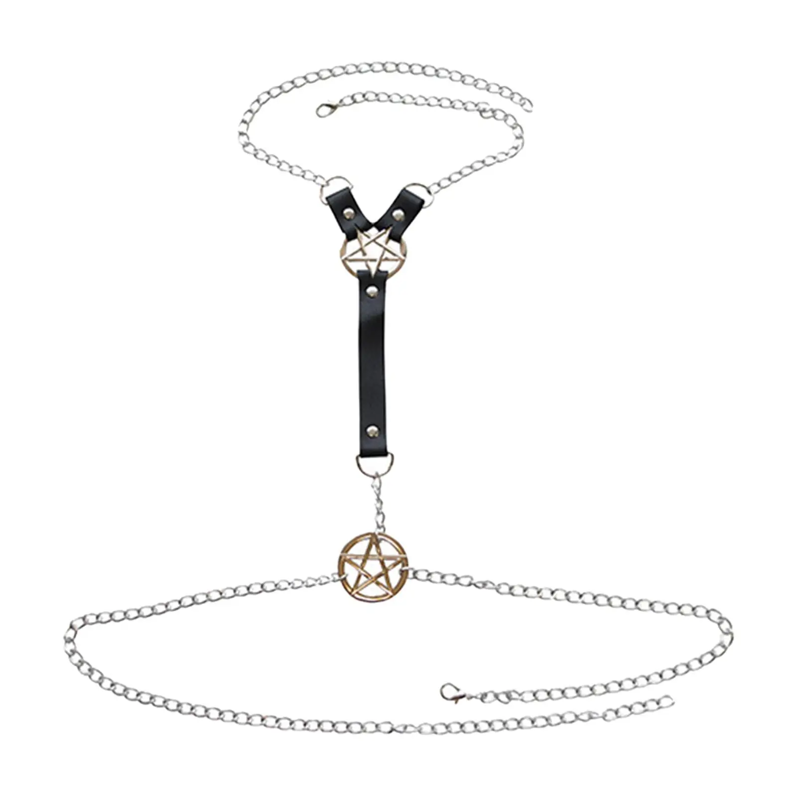 

Punk Leather Body Chain Gothic Black Waist Belt for Festival Cosplay
