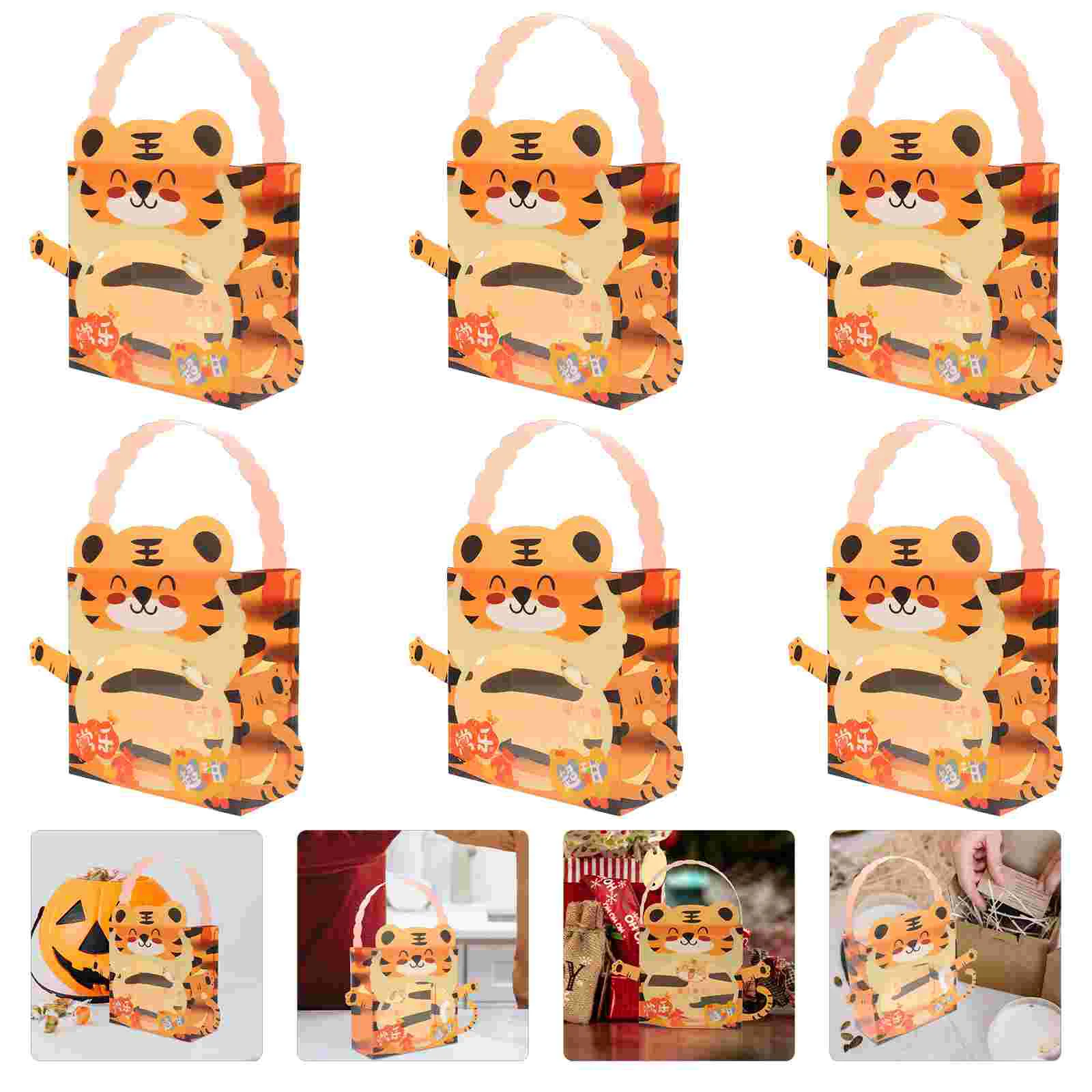 

6pcs Plastic Gift Boxes Party Favor Boxes Candies Packing Boxes Portable Gift Packing Box