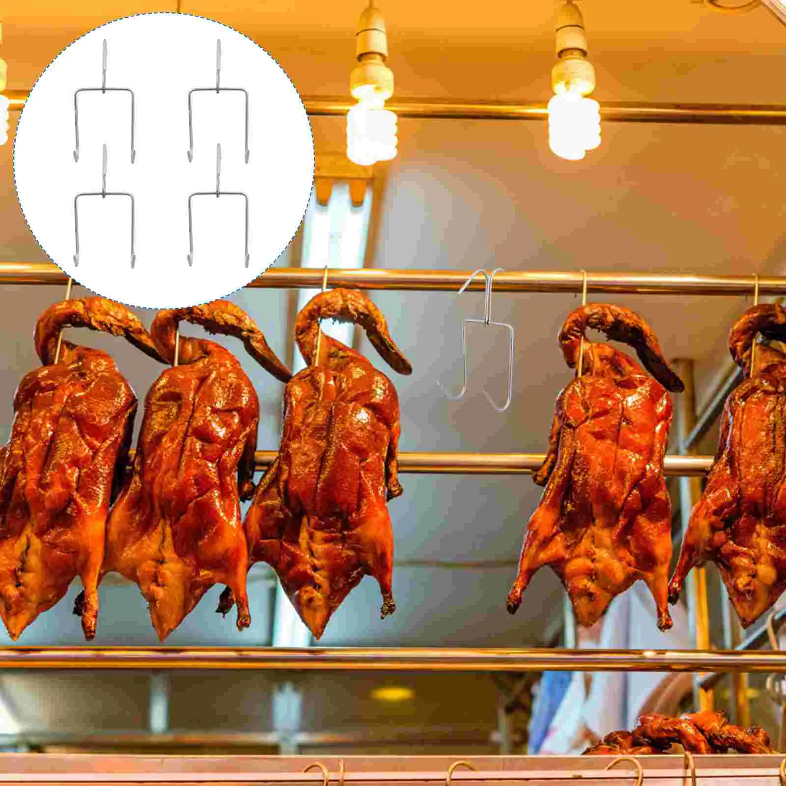 

Pork Hook BBQ Grill Hooks Butcher Hanging Hooks Chinese Roast Duck Hook Smoker Hooks for Chicken Smoker Hooks