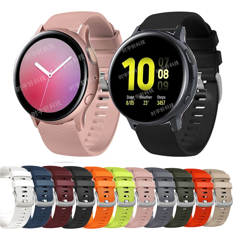 

20mm Sport Strap Silicone Band For Samsung Galaxy Watch Active 2 40mm 44mm/Watch 3 41mm/42mm/4 Classic 46mm/Gear S2 Bracelet