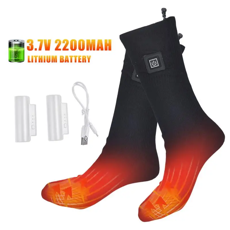 

3.7V Winter Elastic Electric Heating Socks Rechargeable Heated Socks Charging Anti-Cold Foot Warmer Stockings For Skiiing