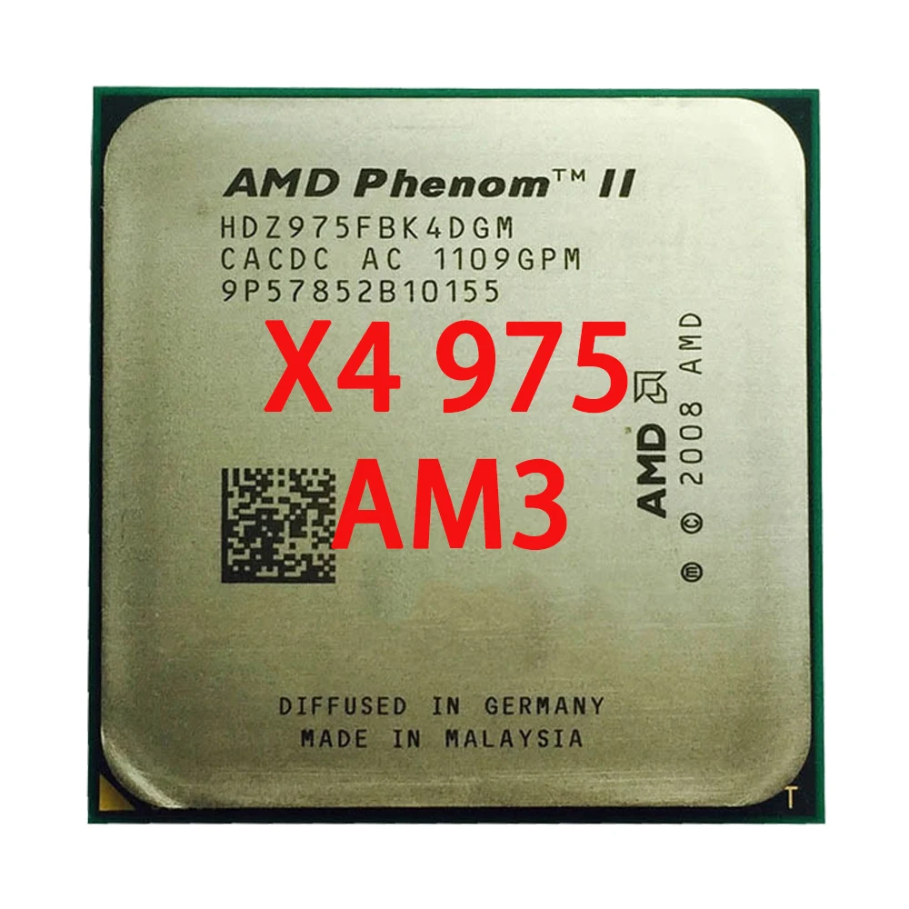 

AMD Phenom II X4 975 Black Edition X4 975 3.6 GHz Quad-Core CPU Processor HDZ975FBK4DGM Socket AM3