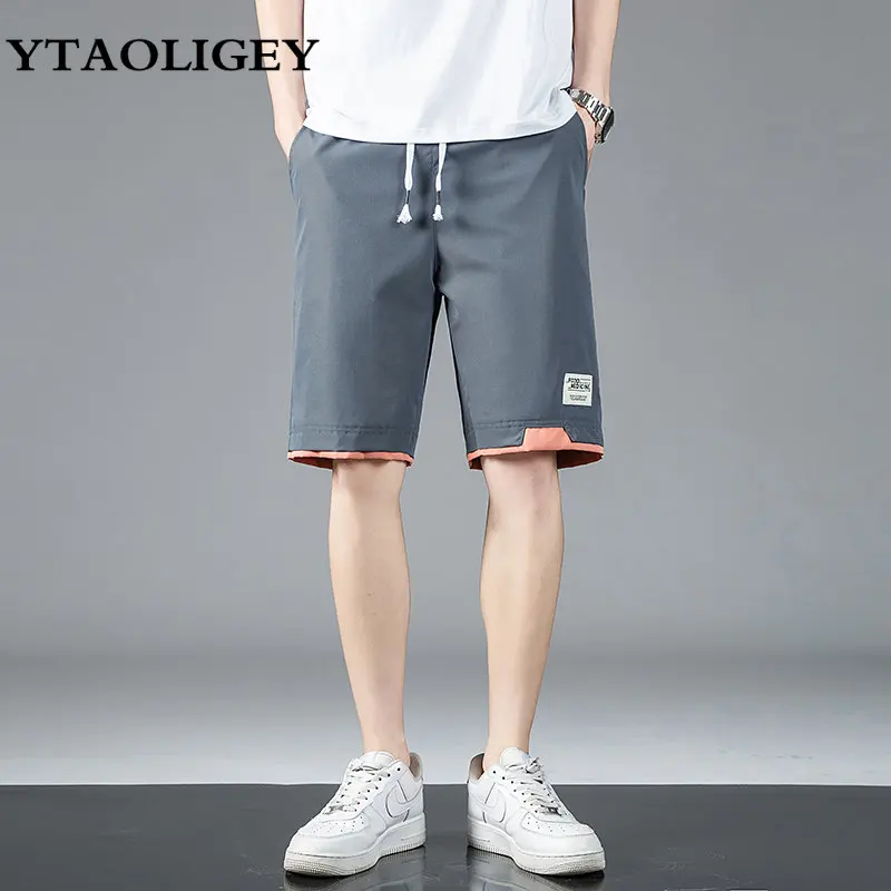 

2023 New Summer Men's Sports Shorts Solid Straight Loose Elastic Waist Drawstring Casual Breathable Men Shorts Jogging Pants