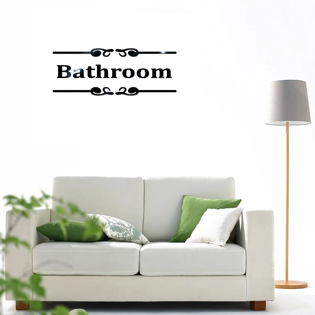 

Trendy Stickers "Bathroom" English Sign Sticker Personality Creative Wall Sticker Mirror Wall Sticker