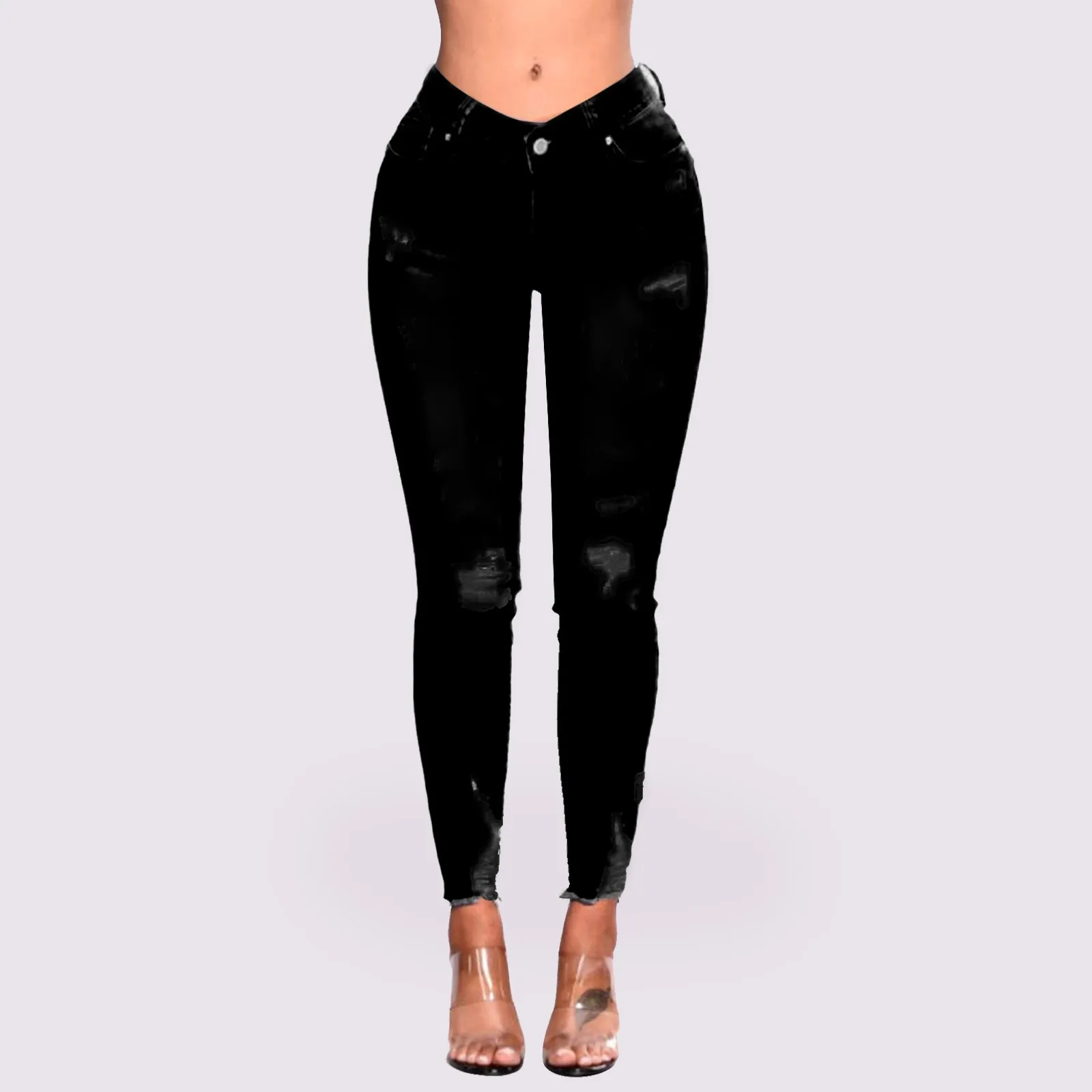 

Pants Jean Denim Lifting Distressed Ripped Slimming Jeans Butt Jeans Destroyed Waist Skinny Stretchy High Dressy Pants