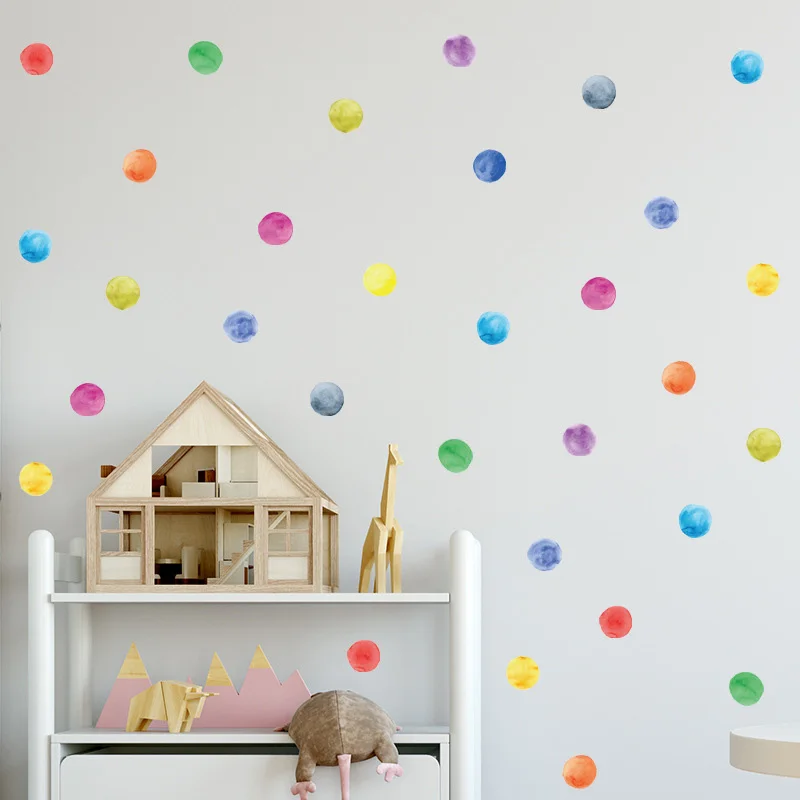 

Colorful Dots Wall Stickers Home Decor Accessories Dot Decals Circle Wallpaper for Kids Boy Girl Bedroom Living Room Decoration
