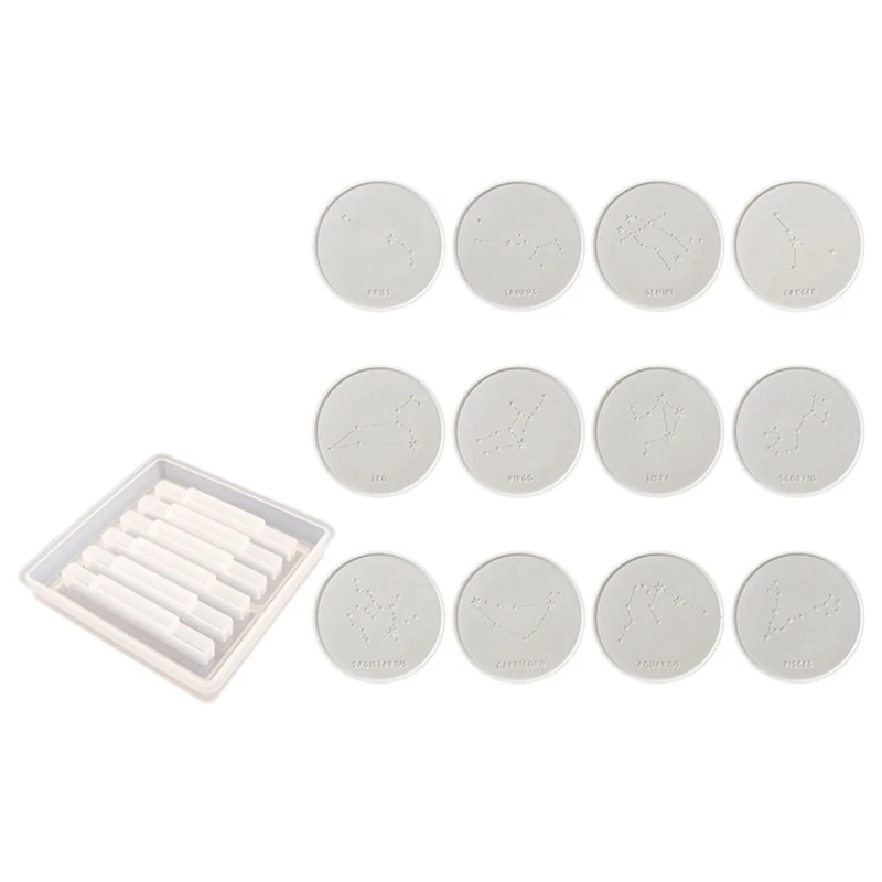 

Practical Resin Coaster Molds,Twelve Constellation Coaster Gypsum Table Silicone Mold DIY Coaster Crystal Epoxy Resin Mold