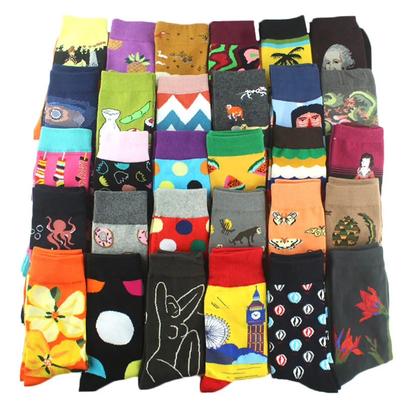 

Floral Funny Socks Men Women Happy Polka Dot Socks Art Abstract Oil Painting Pattern Cotton Socks Creative Printing Sailor Socks