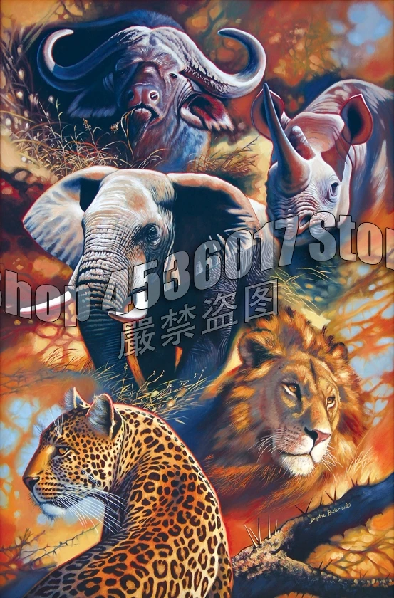 

5D Diy Diamond Painting Full Diamond Mosaic Diamond Embroidery animals Lion cheetah elephant rhinoceros Art Home Decor Gifts