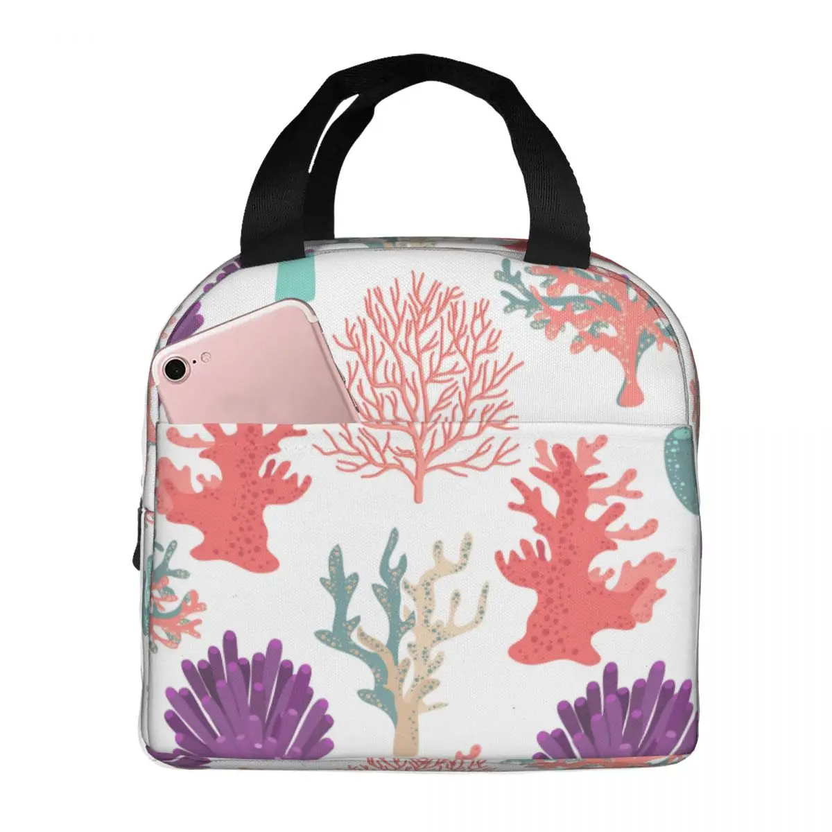 

Portable Lunch Bag Corals Cute Pattern Insulated Cooler Bag Thermal Food Picnic Lunch Bag for Kids