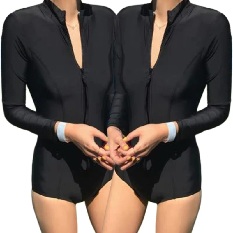 

2023 New Womens Solid Fashion Swimsuit One-Piece Bodysuit Bikini Vacation Beachwear Traditional Swimwear Zipper Closure Bikini