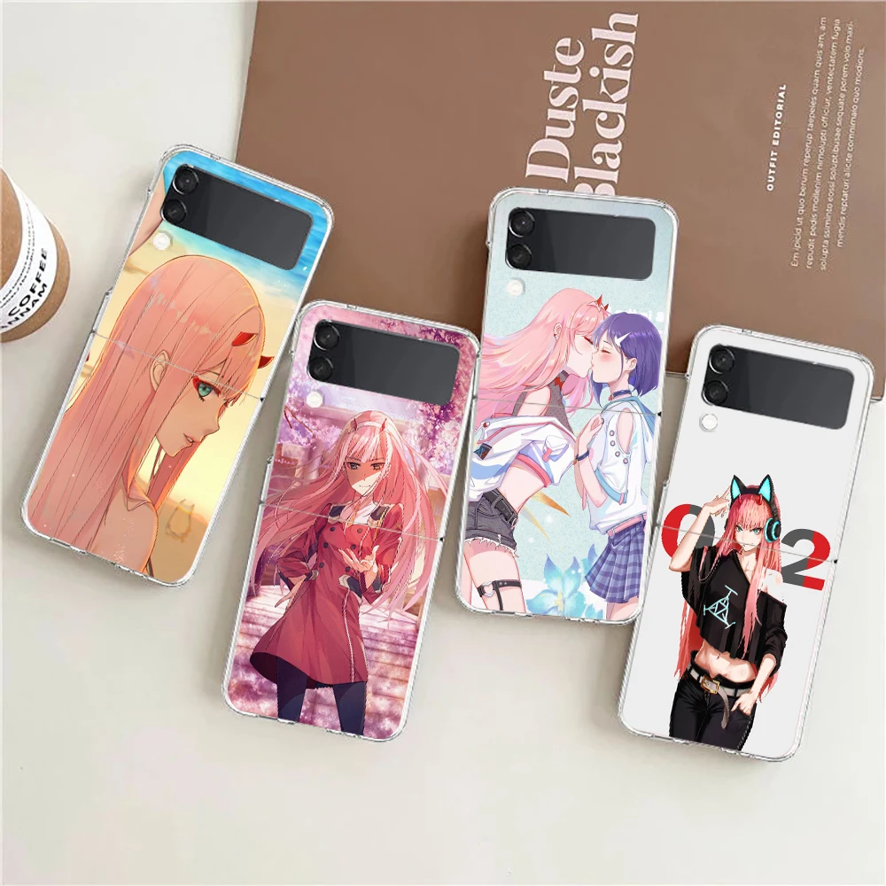 

Anime Zero Two Darling In The FranXX ZFlip4 ZFlip3 Phone Case For Samsung Z Flip 3 4 Transparent Hard ShellGalaxy Cover Folding