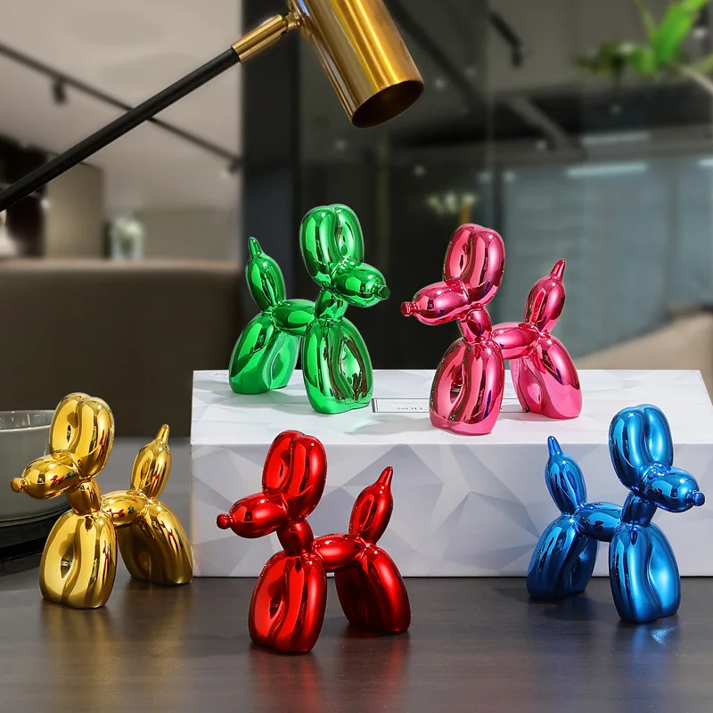 

Nordic Resin Plating Balloon Dog Animal Ornaments Crafts Home Desktop Decoration Modern Fashion Luxury Dog Sculpture Room Decor