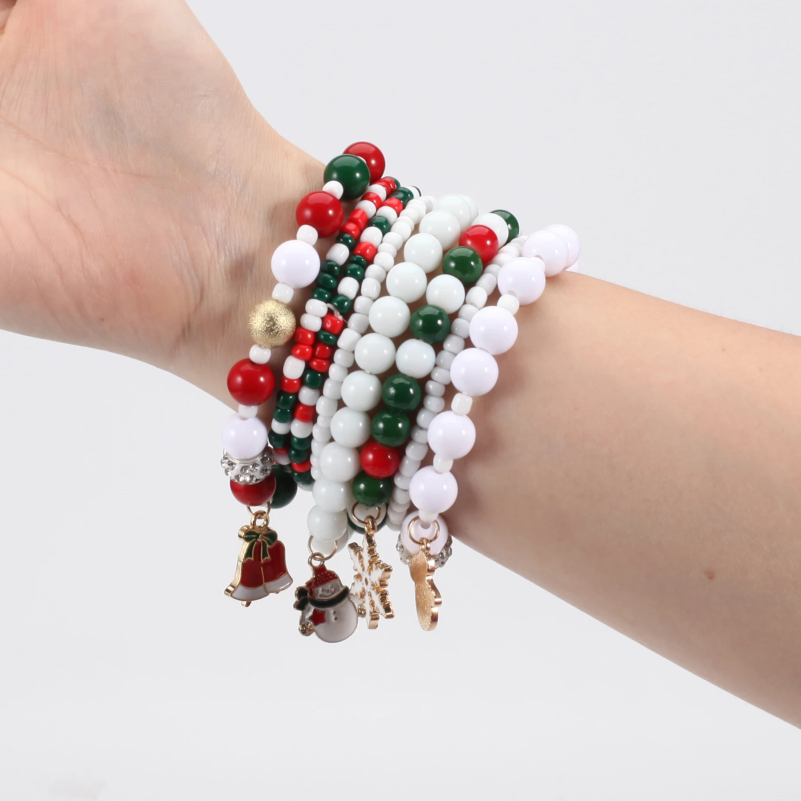 Рождественские браслеты колокольчик снежинка рождественская елка эластичный