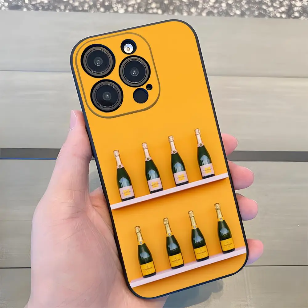 Фото Модный чехол V-Veuve Of C-Clicquot для iPhone 17 Air 16 E Pro Max 15 14 13 Mini 12 Pro 11 Max Plus, черный, мягкий, силиконовый №4